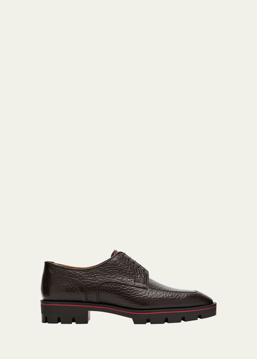 Christian Louboutin Men's Davisol Grained Leather Derby Shoes