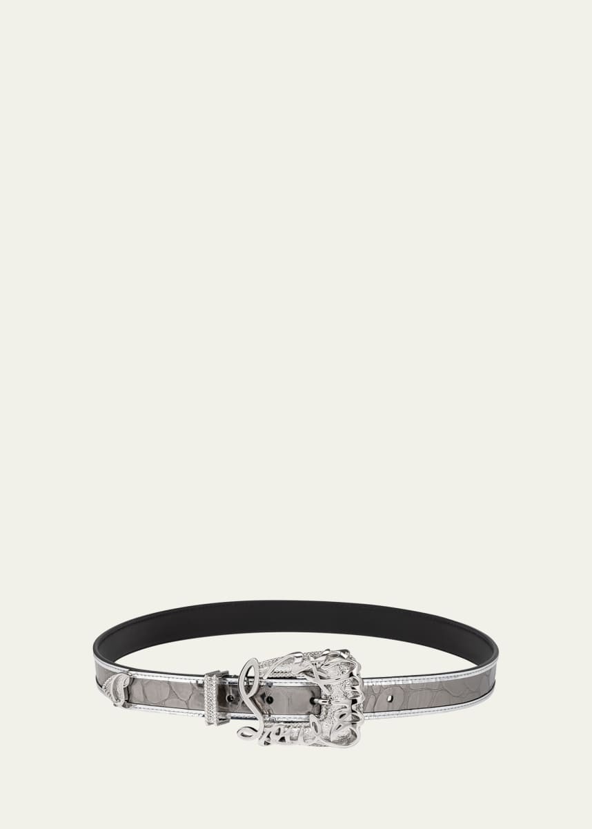 Christian Louboutin Giddy Belt in Embossed Leather
