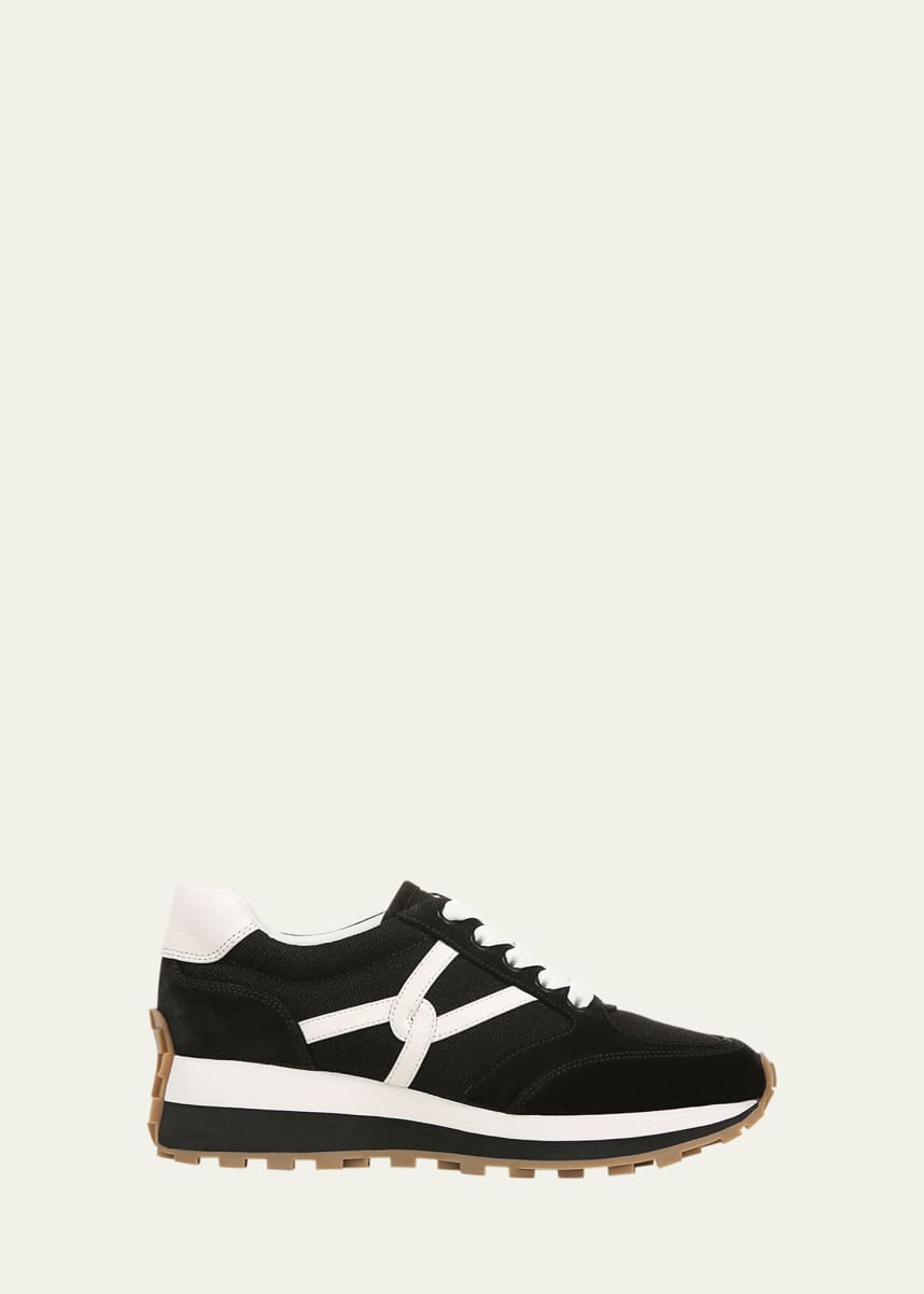 Veronica Beard Valentina Mixed Leather Retro Sneakers