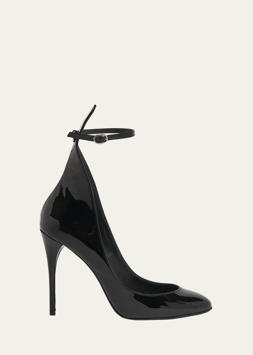 ALAIA Patent Ankle-Strap Stiletto Pumps