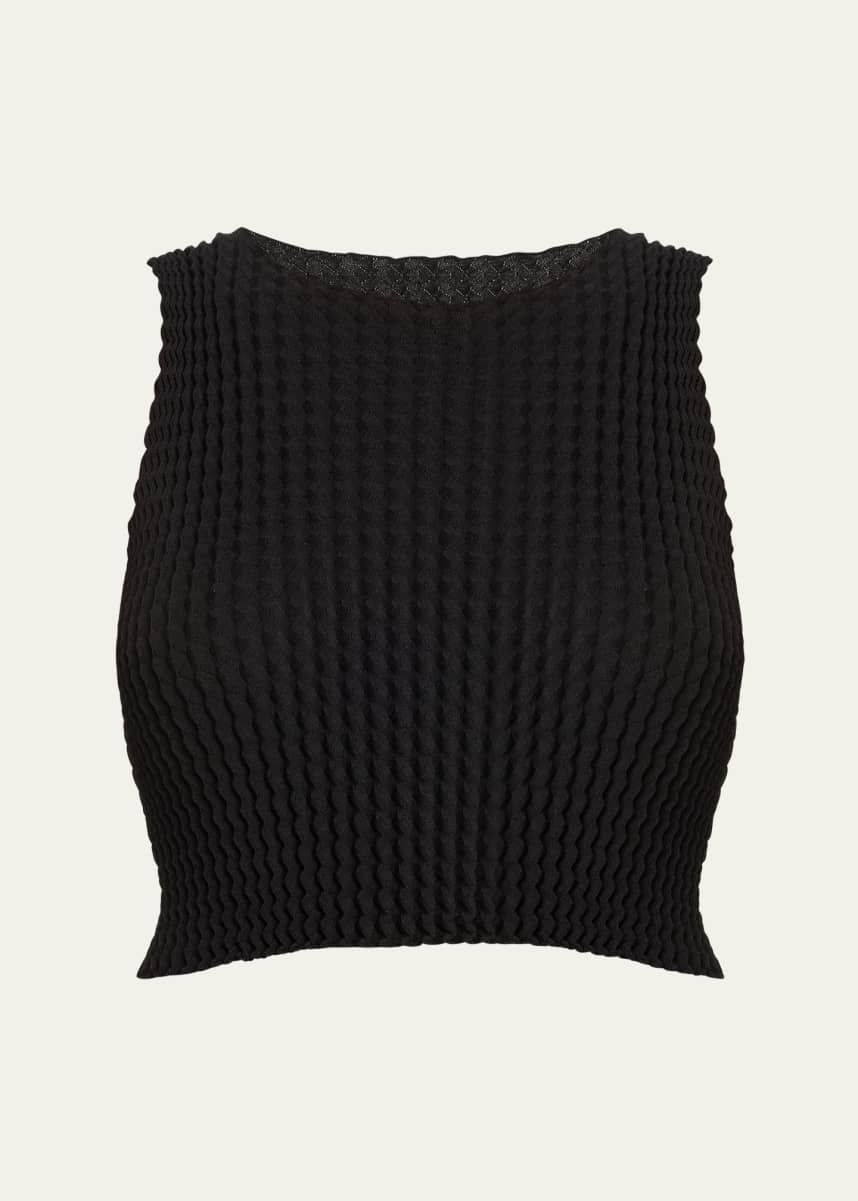 ISSEY MIYAKE Popcorn Dot Long Sleeve Variation Cut tops IM14FJ905 black 2