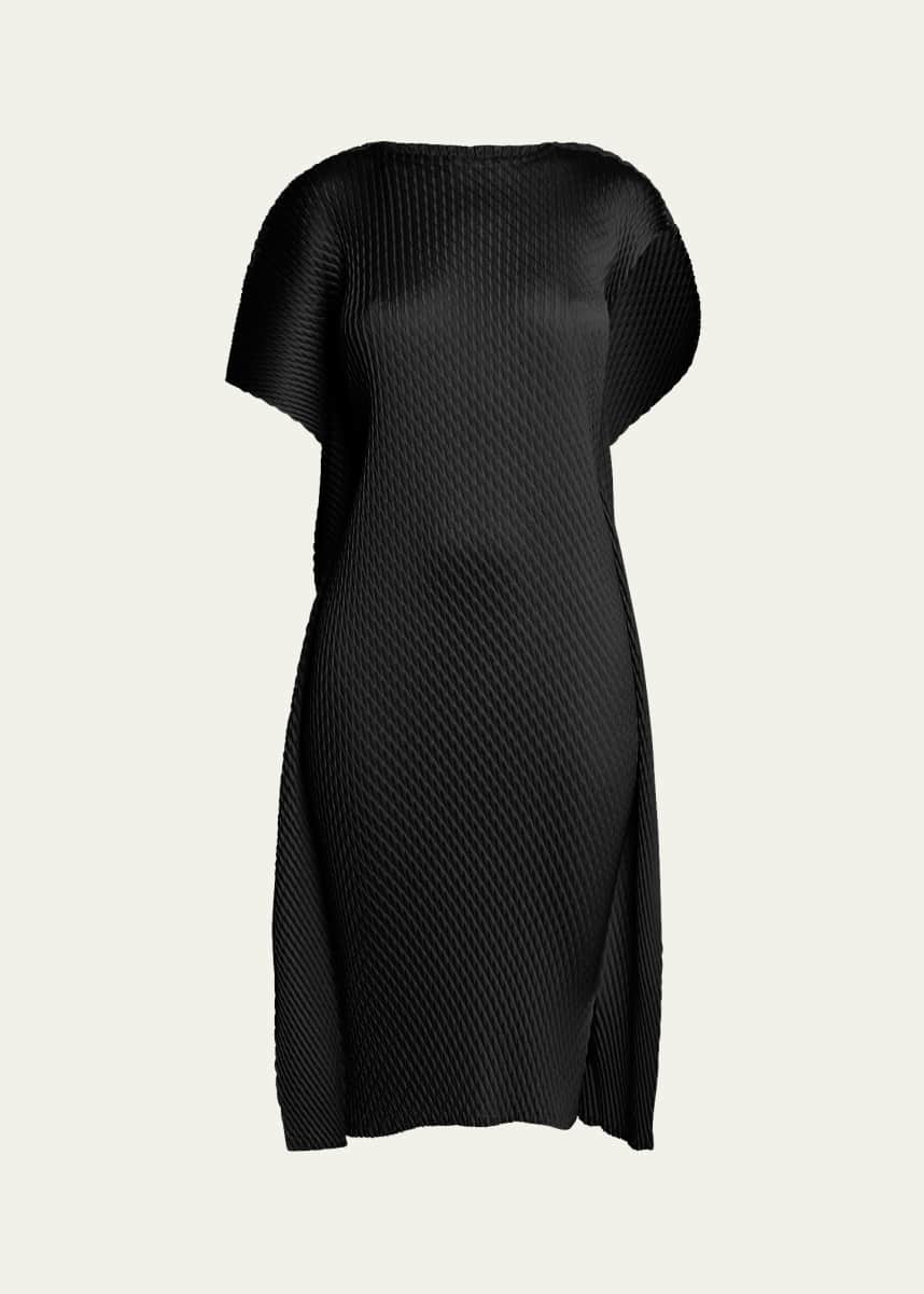 Issey Miyake Sleek Pleats Fold-Over Midi Dress