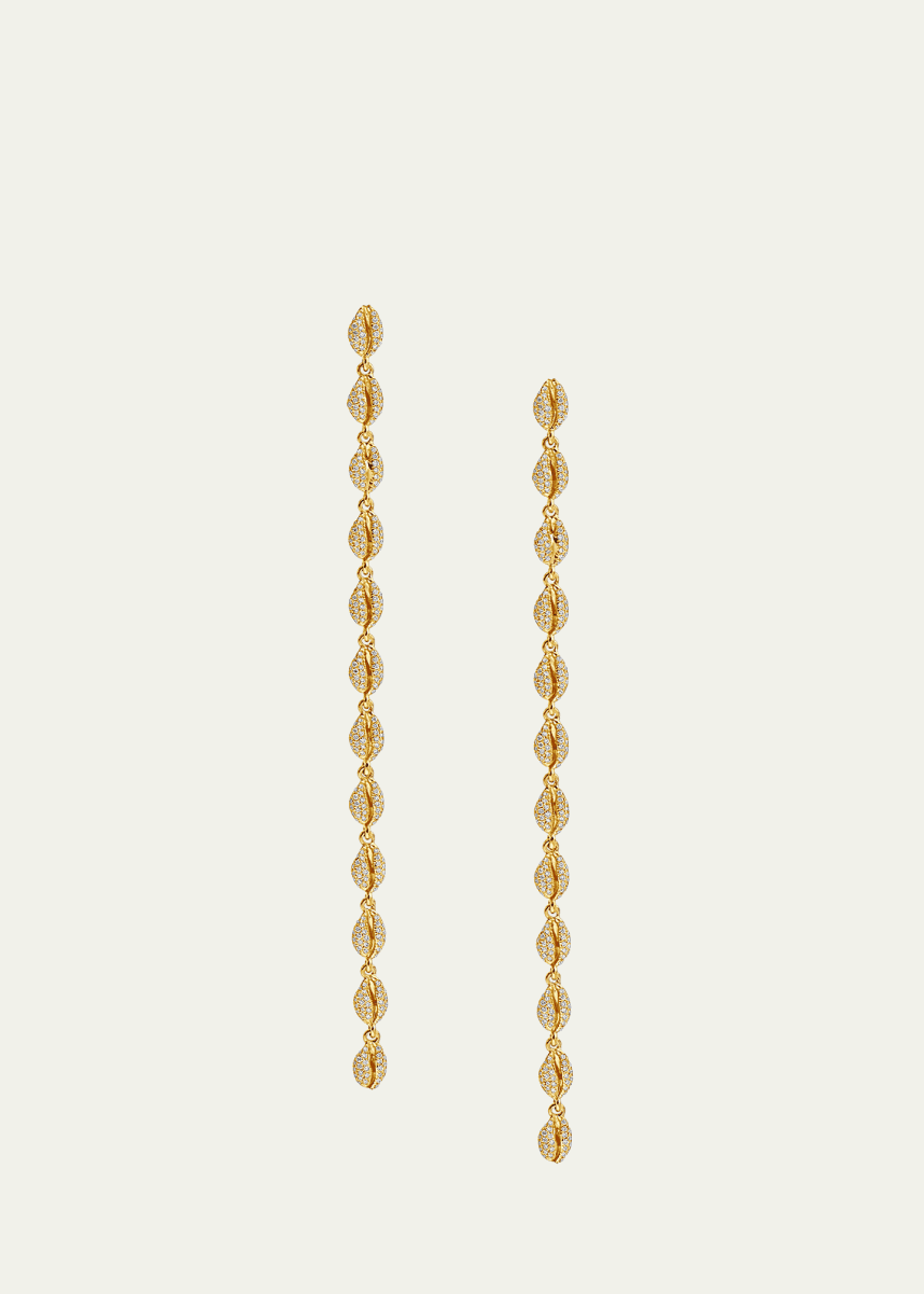 ALMASIKA 18K Gold Le Cauri Endiament Pave Diamond Shoulder Duster Earrings