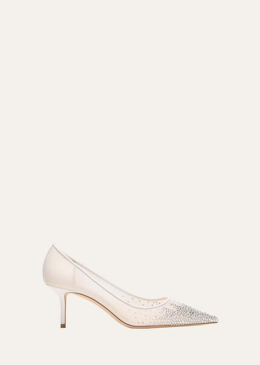 Jimmy Choo Love Embellished Mesh Kitten-Heel Pumps