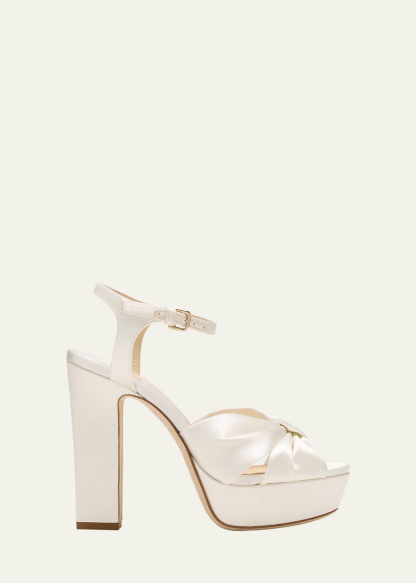 Jimmy Choo Heloise Cotton Ankle-Strap Platform Sandals