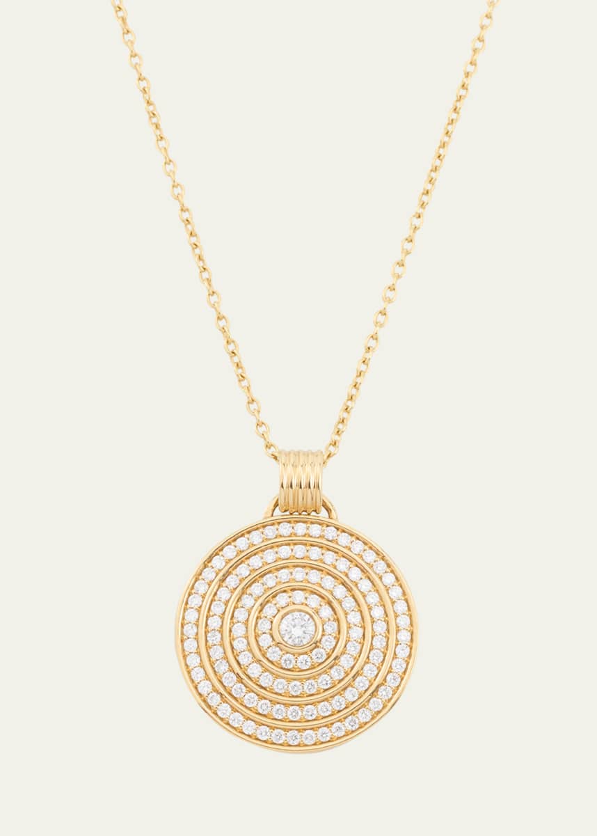 ALMASIKA 18K Yellow Gold Universum Pave Medallion Necklace with White Diamonds