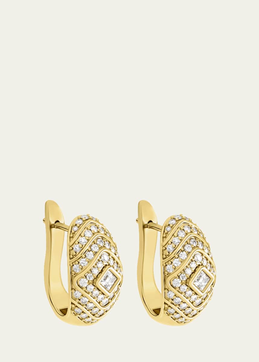 ALMASIKA 18K Yellow Gold Veni Diamant Pave Medium Hoop Earrings with White Diamonds