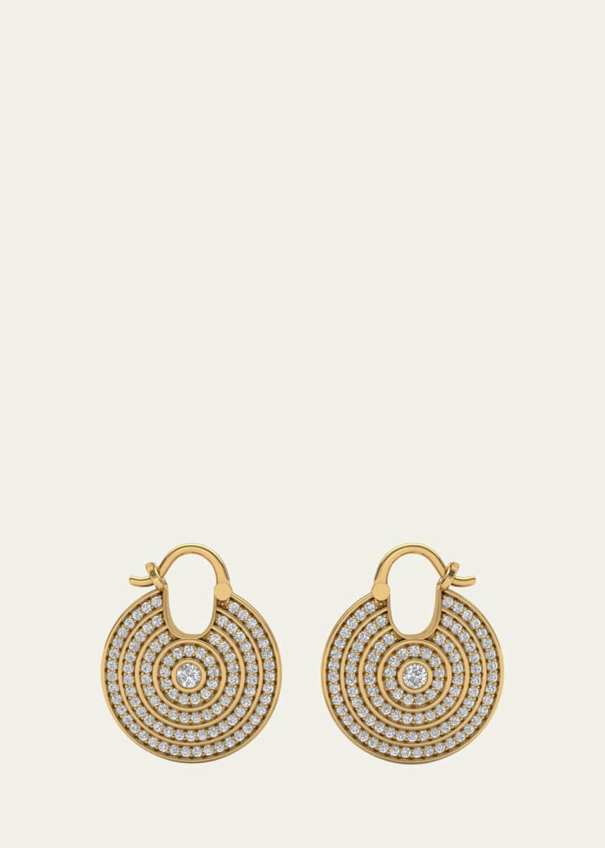 ALMASIKA 18K Yellow Gold Universum Pave Hoop Earrings with White Diamonds