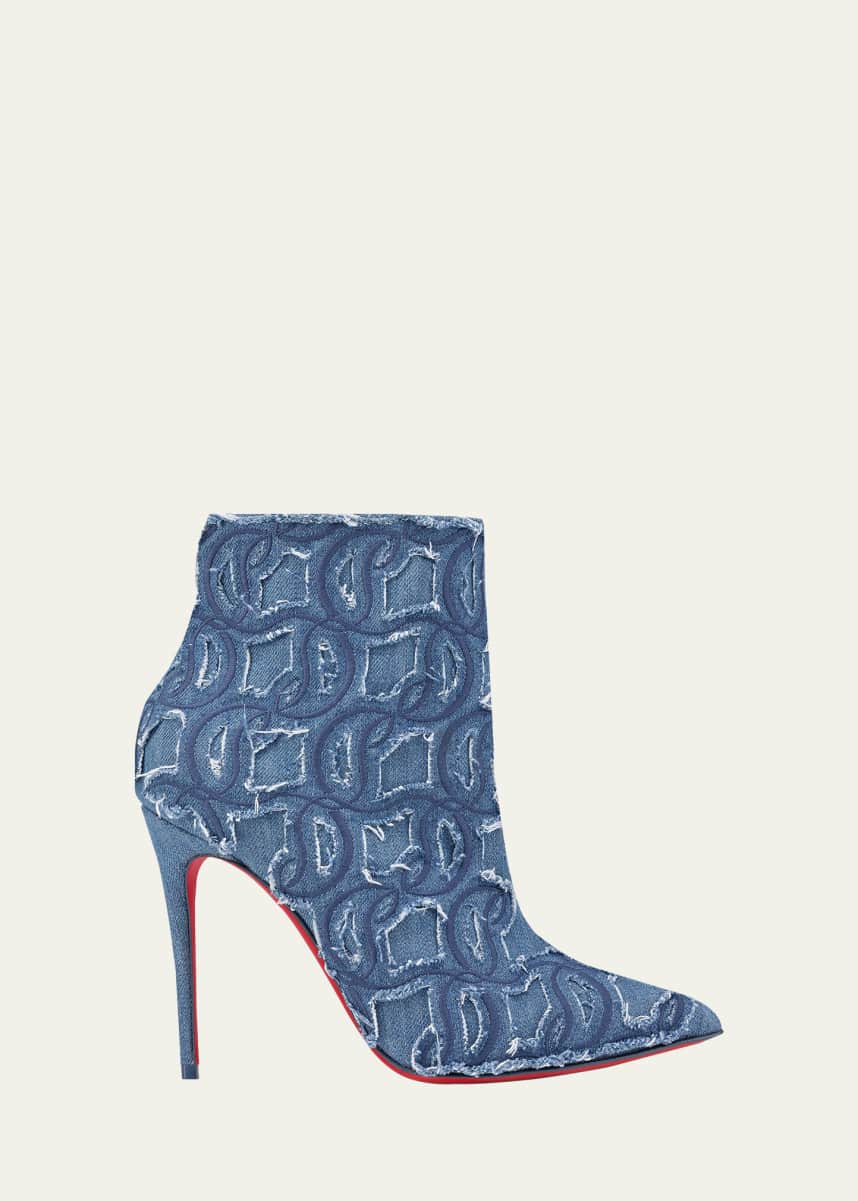 Christian Louboutin So Kate Embroidered Denim Red Sole Booties