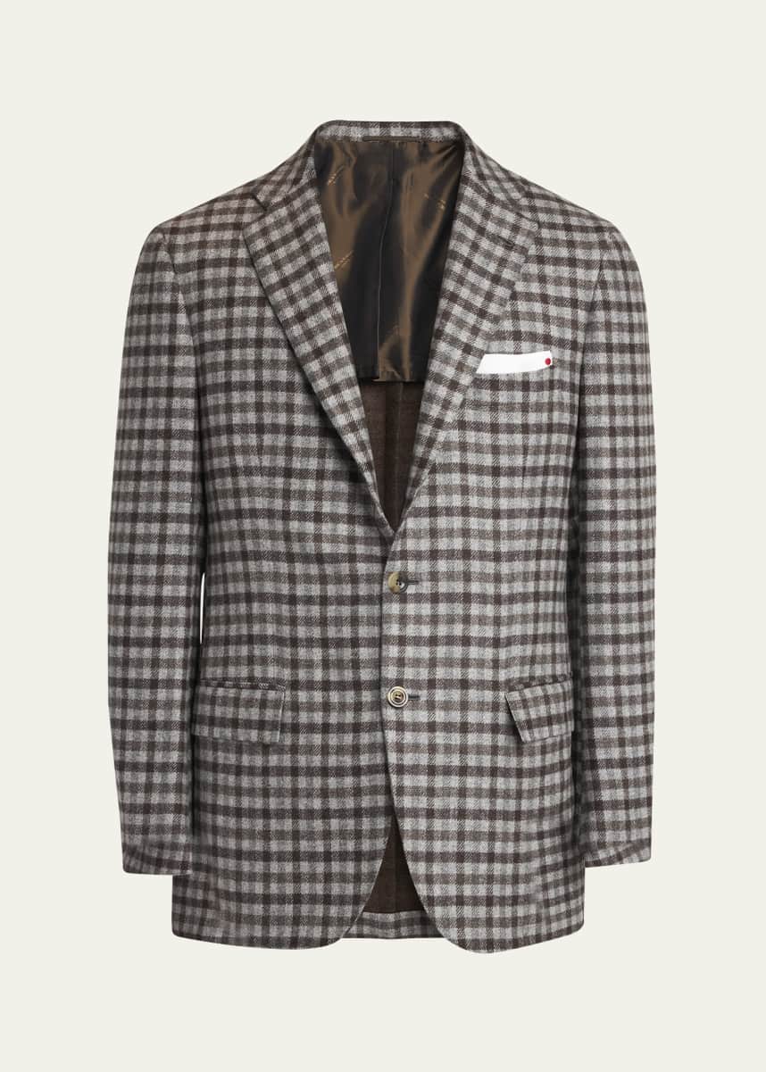 Kiton Men's Cashmere-Wool Check Sport Coat