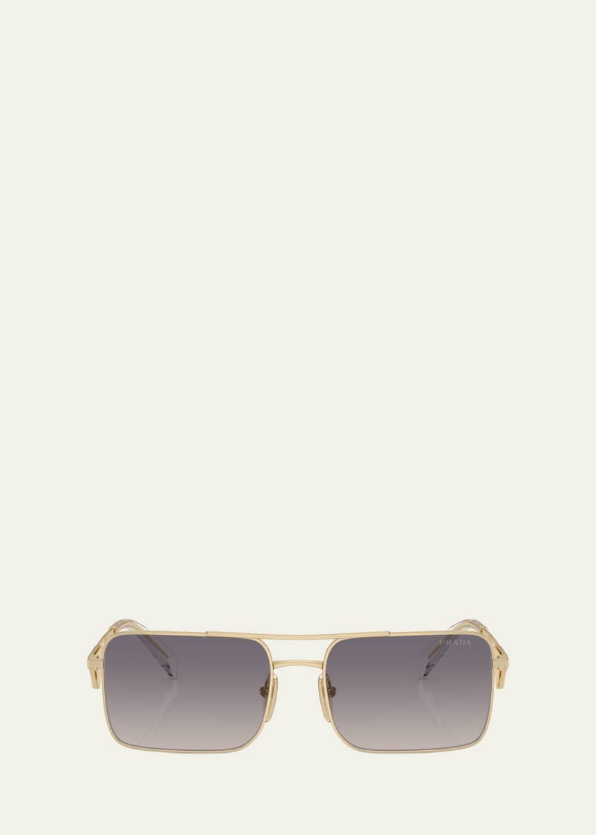 Prada Double-Bridge Metal Square Sunglasses