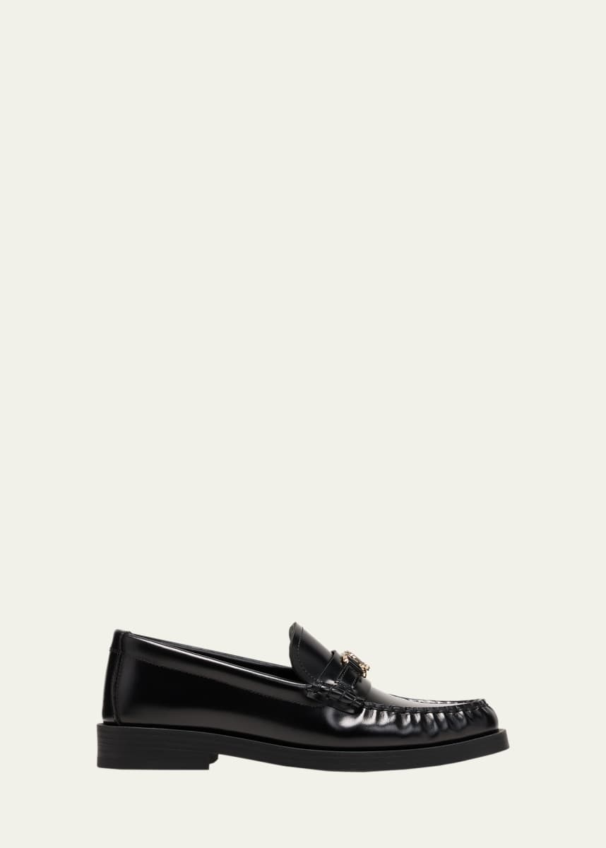 Jimmy Choo Addie Leather JC Slip-On Loafers