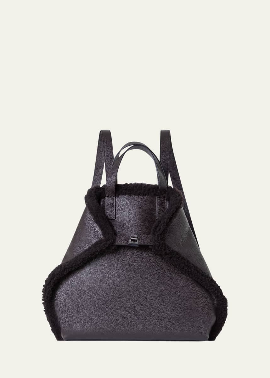 Akris Ai Medium Sheep Shearling and Leather Backpack