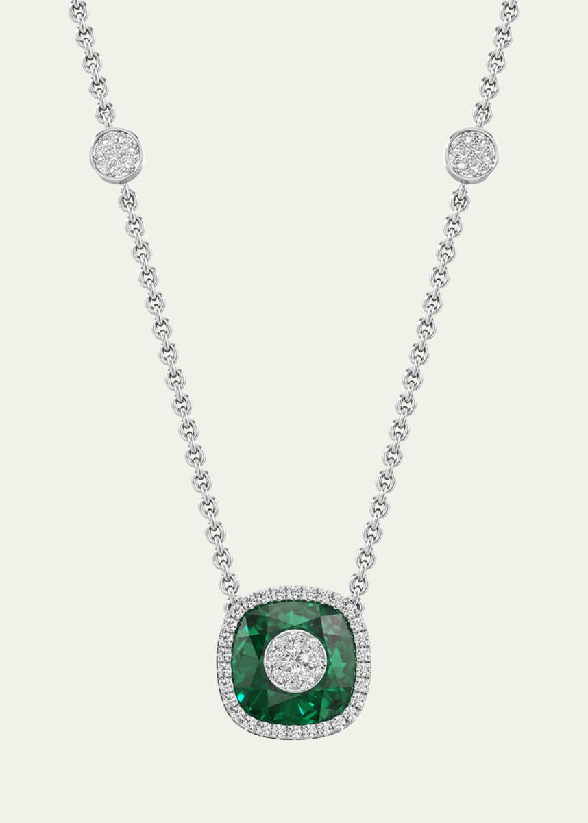 Bhansali 18K White Gold 10mm Cushion-Cut Necklace with Diamonds