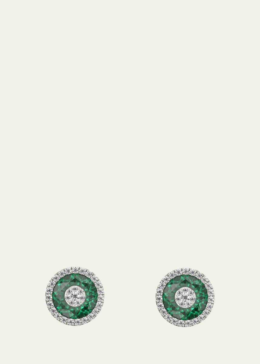 Bhansali 18K White Gold 7mm Halo Stud Earrings with Diamonds