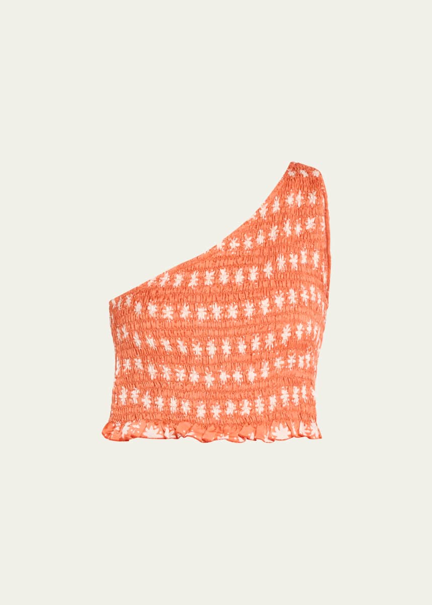 Cloe Cassandro Tara One-Shoulder Smocked Top