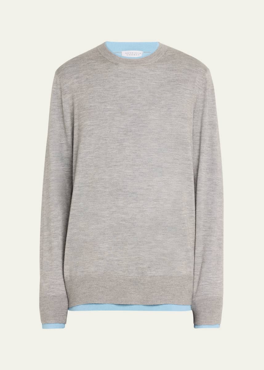 Gabriela Hearst Men's Wells Cashmere-Silk Tipped Crewneck Sweater