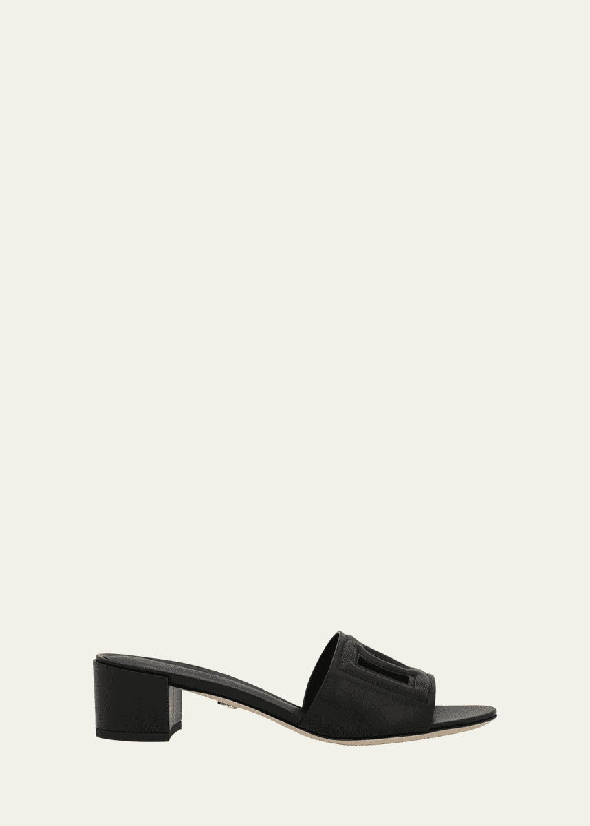 Dolce&Gabbana DG Cutout Leather Mule Sandals