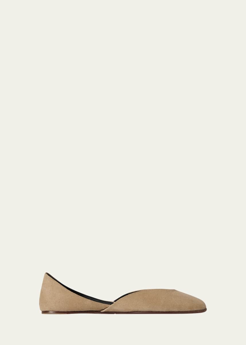 THE ROW Gemma Suede D'Orsay Ballerina Flats