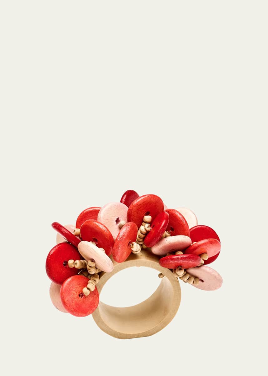 Deborah Rhodes Wood Coin Beads Napkin Ring