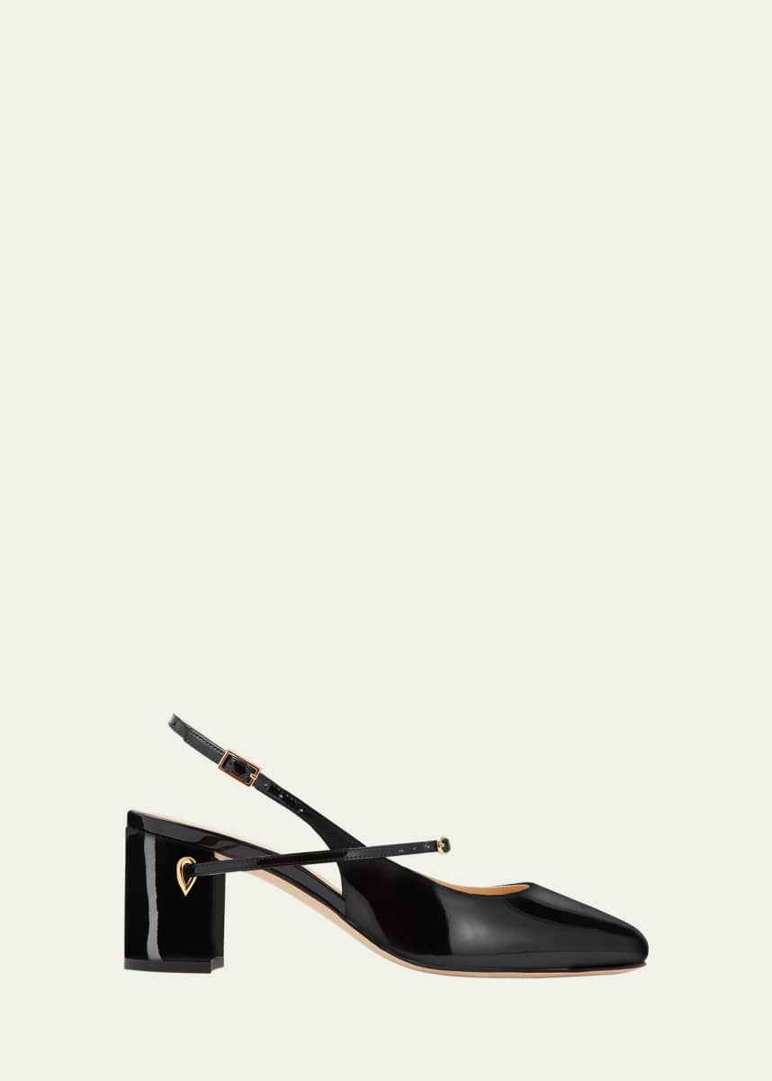 Jennifer Chamandi Mattia Patent Leather Slingback Pumps