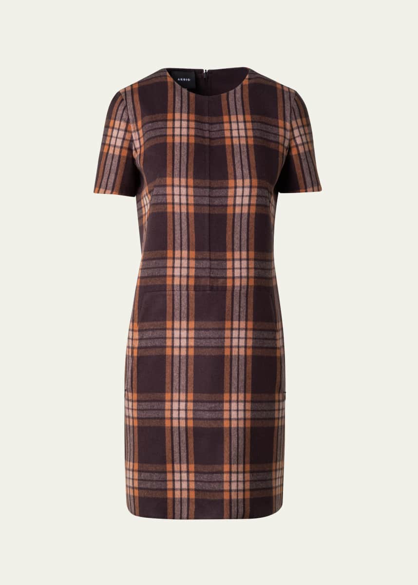 Akris Reversible Check Silk Short Dress