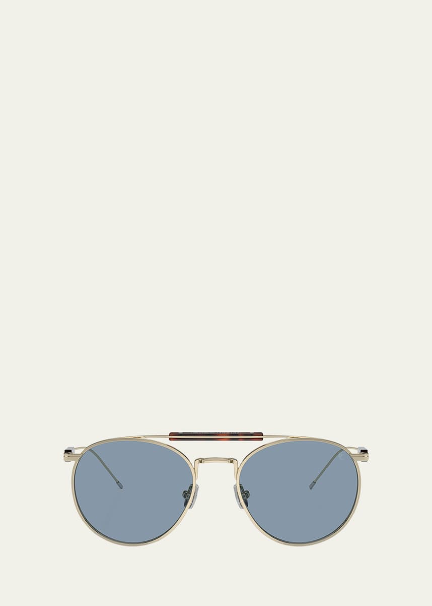 Brunello Cucinelli Men's Titanium Round Sunglasses
