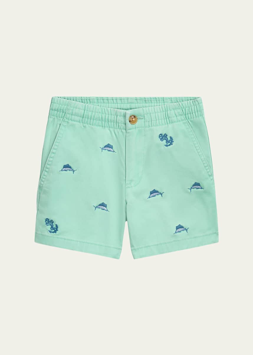 Ralph Lauren Childrenswear Boy's Embroidered Marlin Fish Shorts, Size 2-7