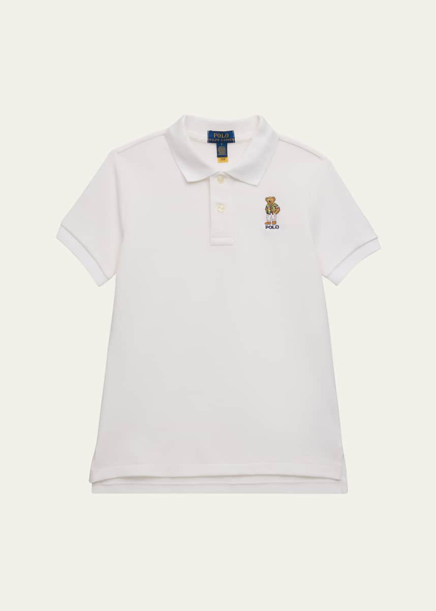 Ralph Lauren Childrenswear Boy's Mesh Polo Shirt Embroidered W/ Polo Bear, Size 2-7