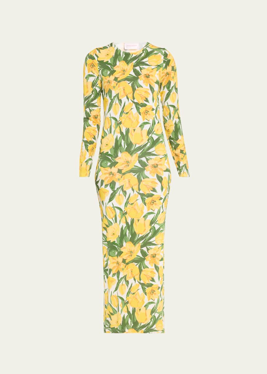 Kiton abstract-print sleeveless midi dress - Yellow