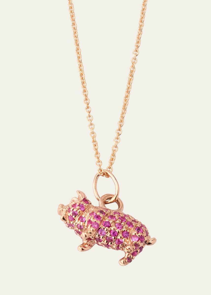 Sydney Evan Girl's Pig Pink Diamond Charm Necklace