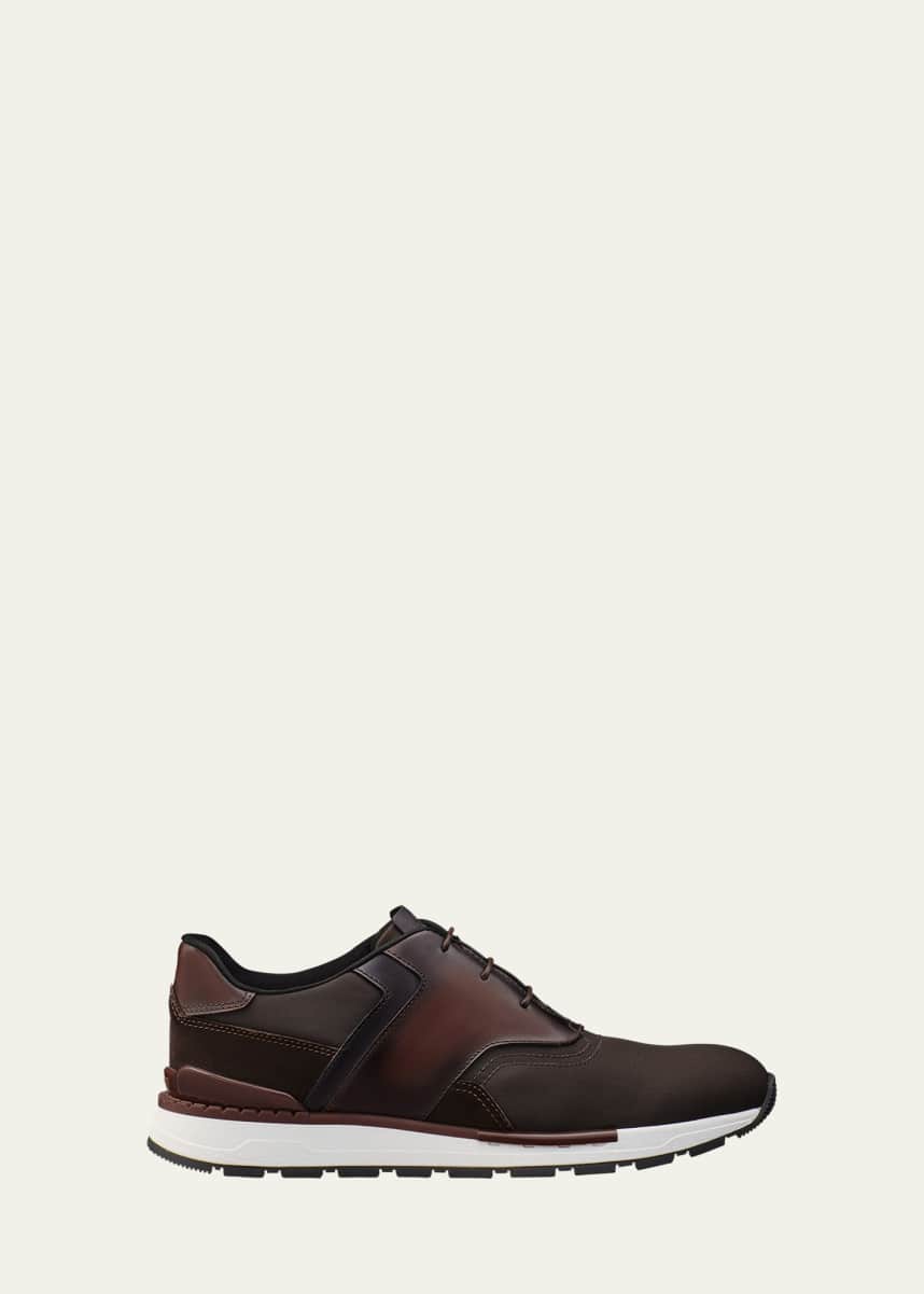 Berluti Men's Fast Track Leather and Nylon Runner Sneakers