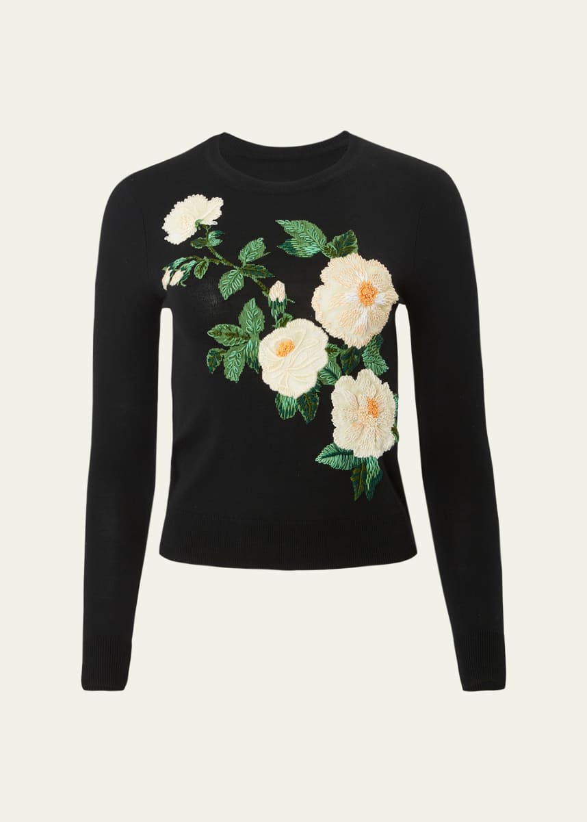 Carolina Herrera Floral Intarsia Wool Sweater