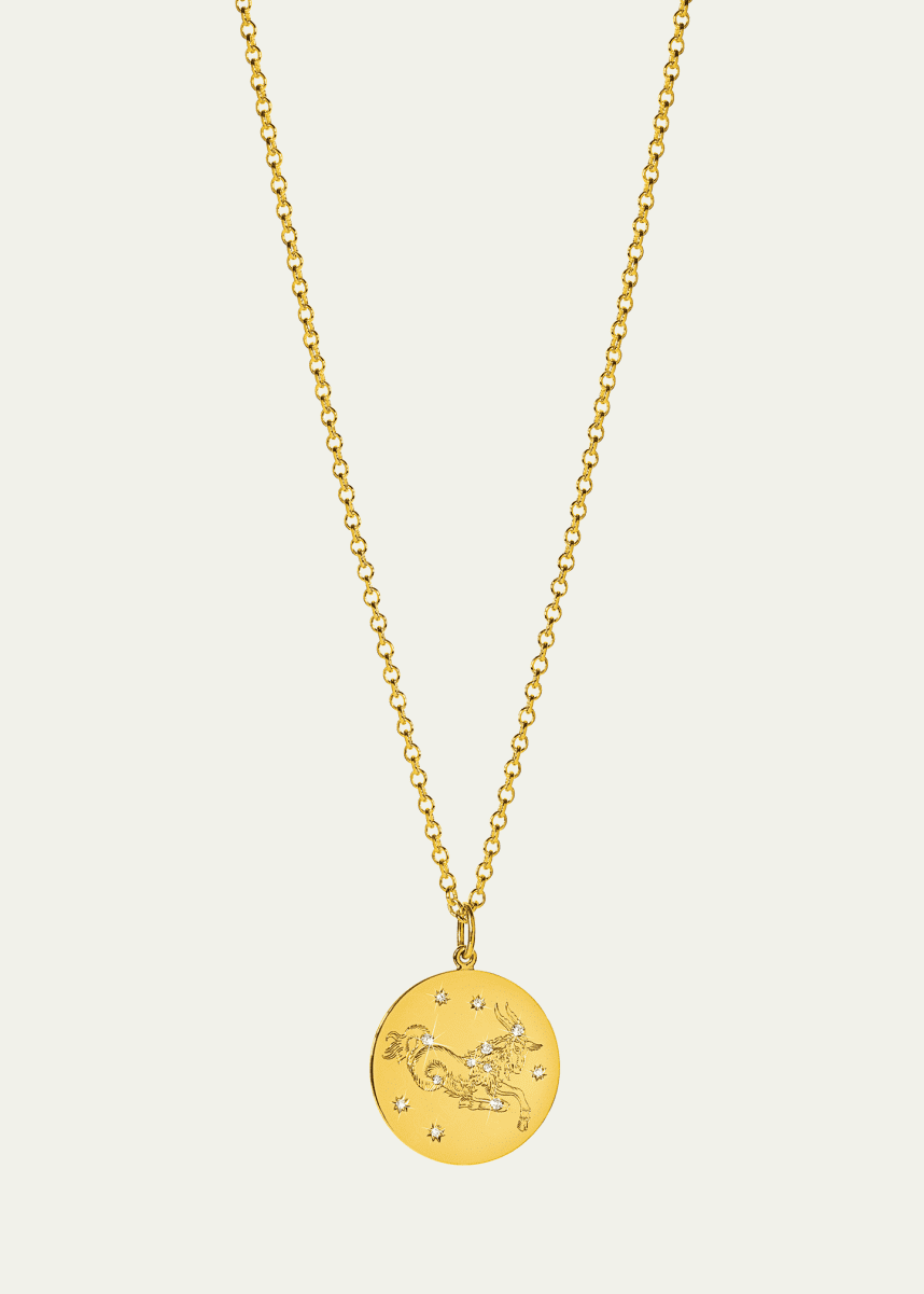 Verdura 18K Gold Capricorn Zodiac Necklace with Diamonds