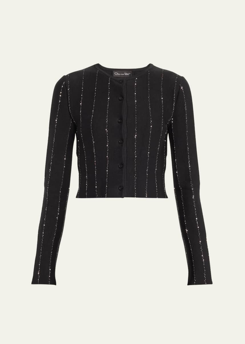 Oscar de la Renta Long-Sleeve Sequined Cardigan