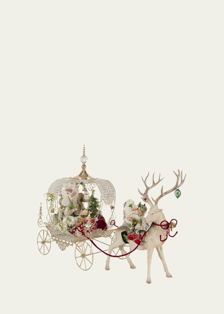 Mark Roberts Mistletoe Santa with Deer and Carriage Decor