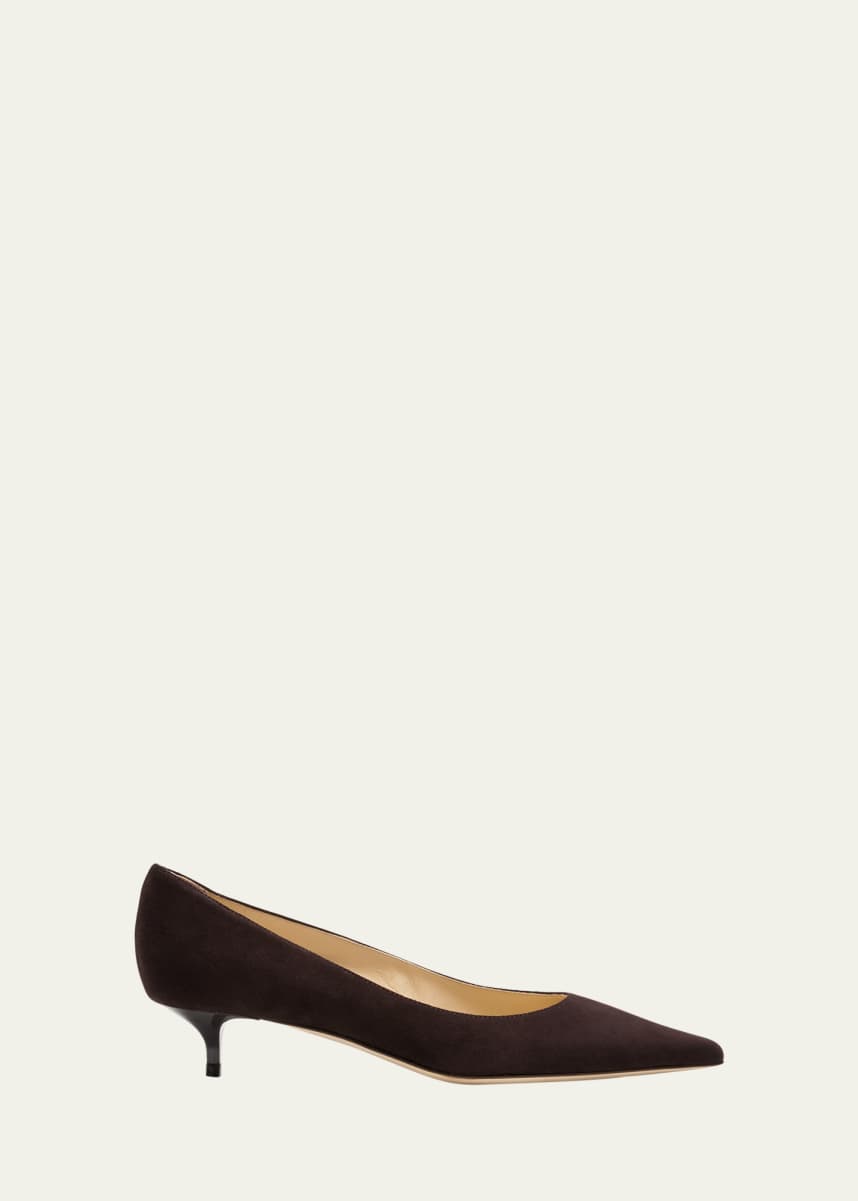 Jimmy Choo Amelia Suede Kitten-Heel Pumps, Coffee