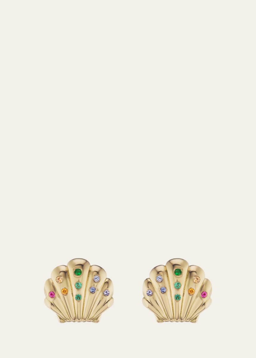 Brent Neale Small Shell Stud Earrings with Stones