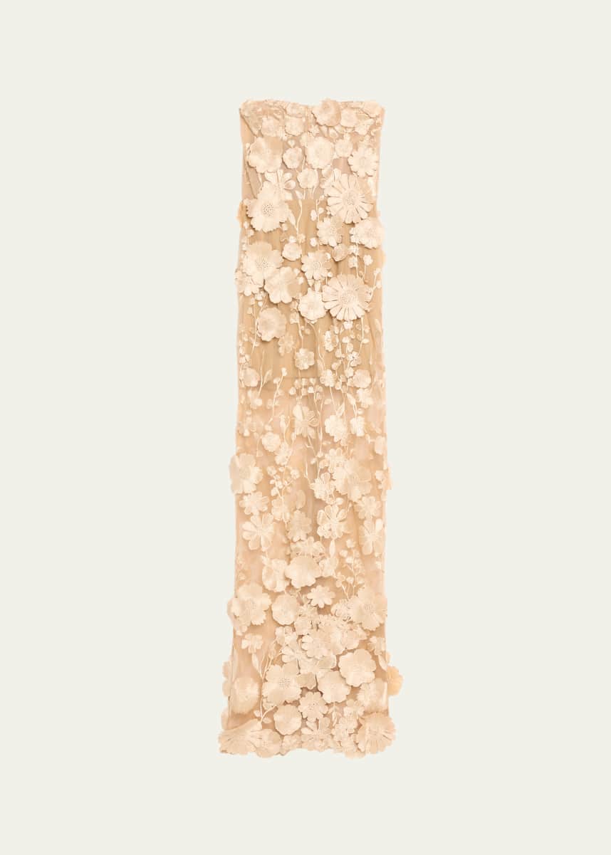 Bronx and Banco Jasmine Embroidered Strapless Column Gown
