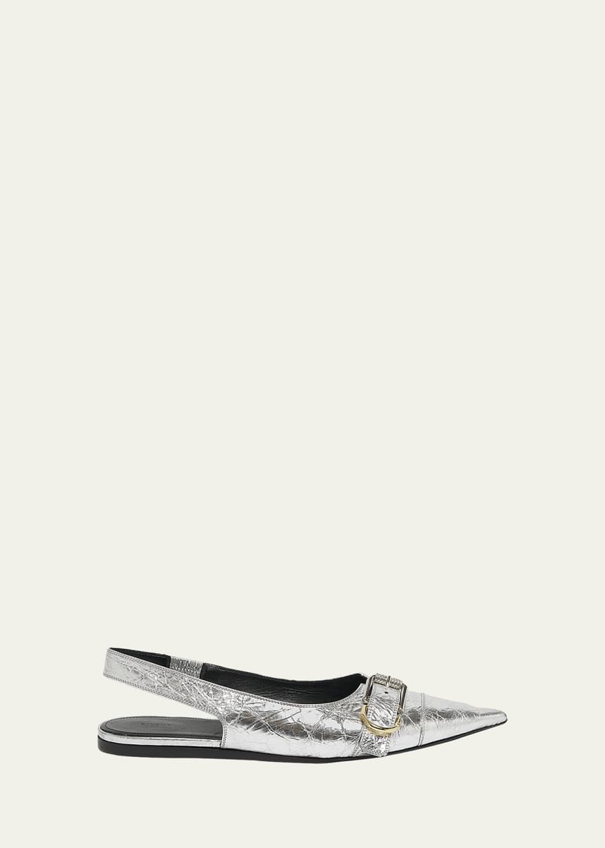 Givenchy Voyou Metallic Buckle Slingback Ballerina Flats