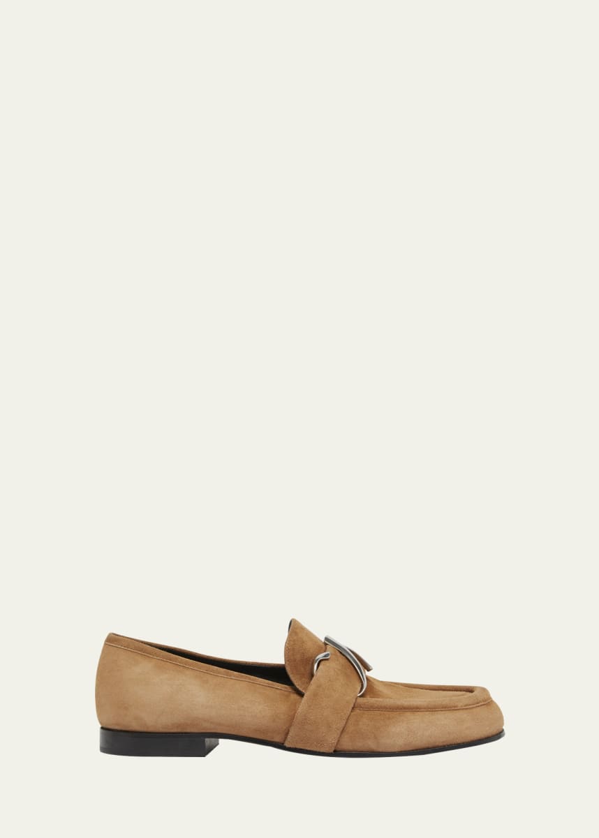 Proenza Schouler Suede Monogram Slip-On Loafers