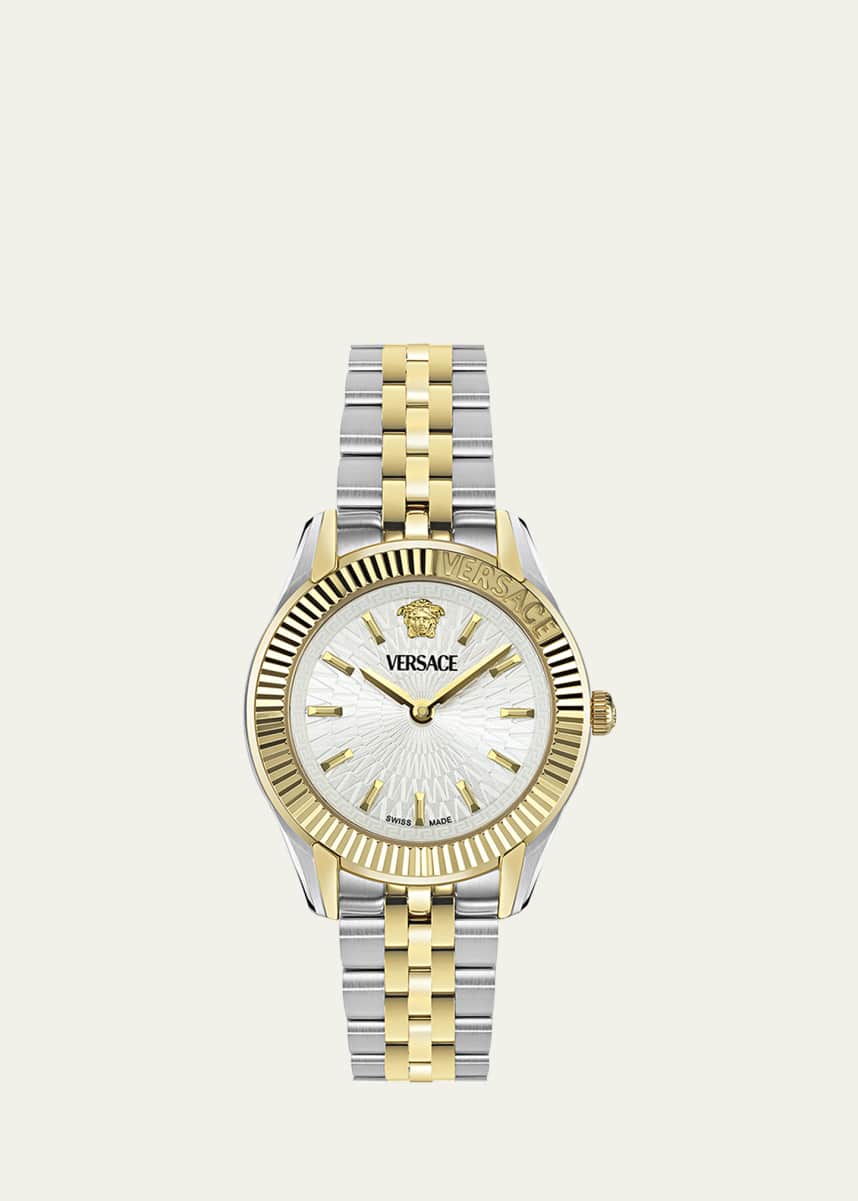Versace 30mm Greca Time Watch with Bracelet Strap, Two Tone