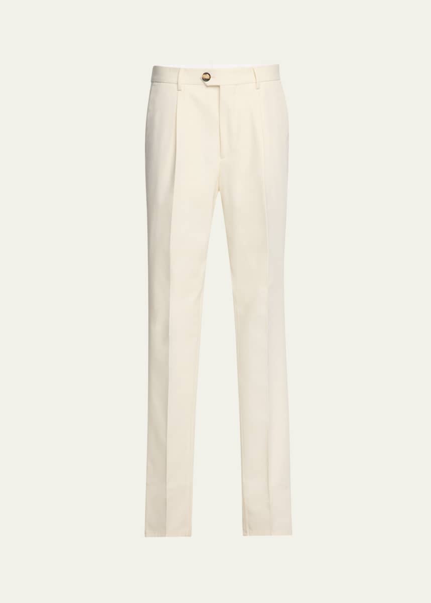 Brunello Cucinelli Men's Pleated Twill Trousers