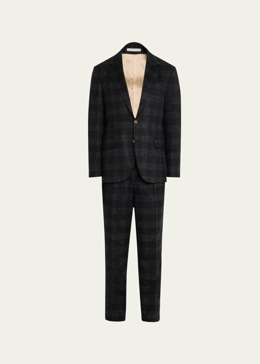 Brunello Cucinelli Men's Speckled Check Suit