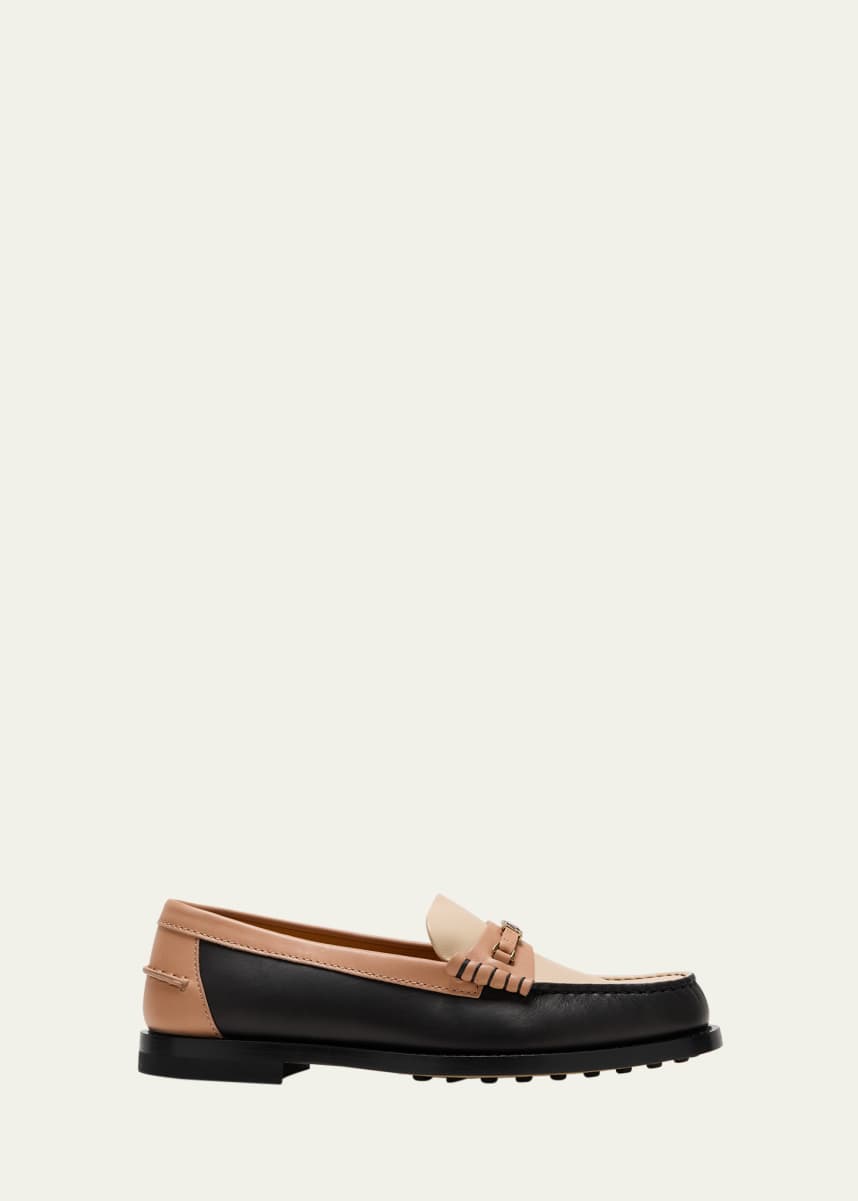 Tod's Gomma Colorblock Leather Chain Loafers