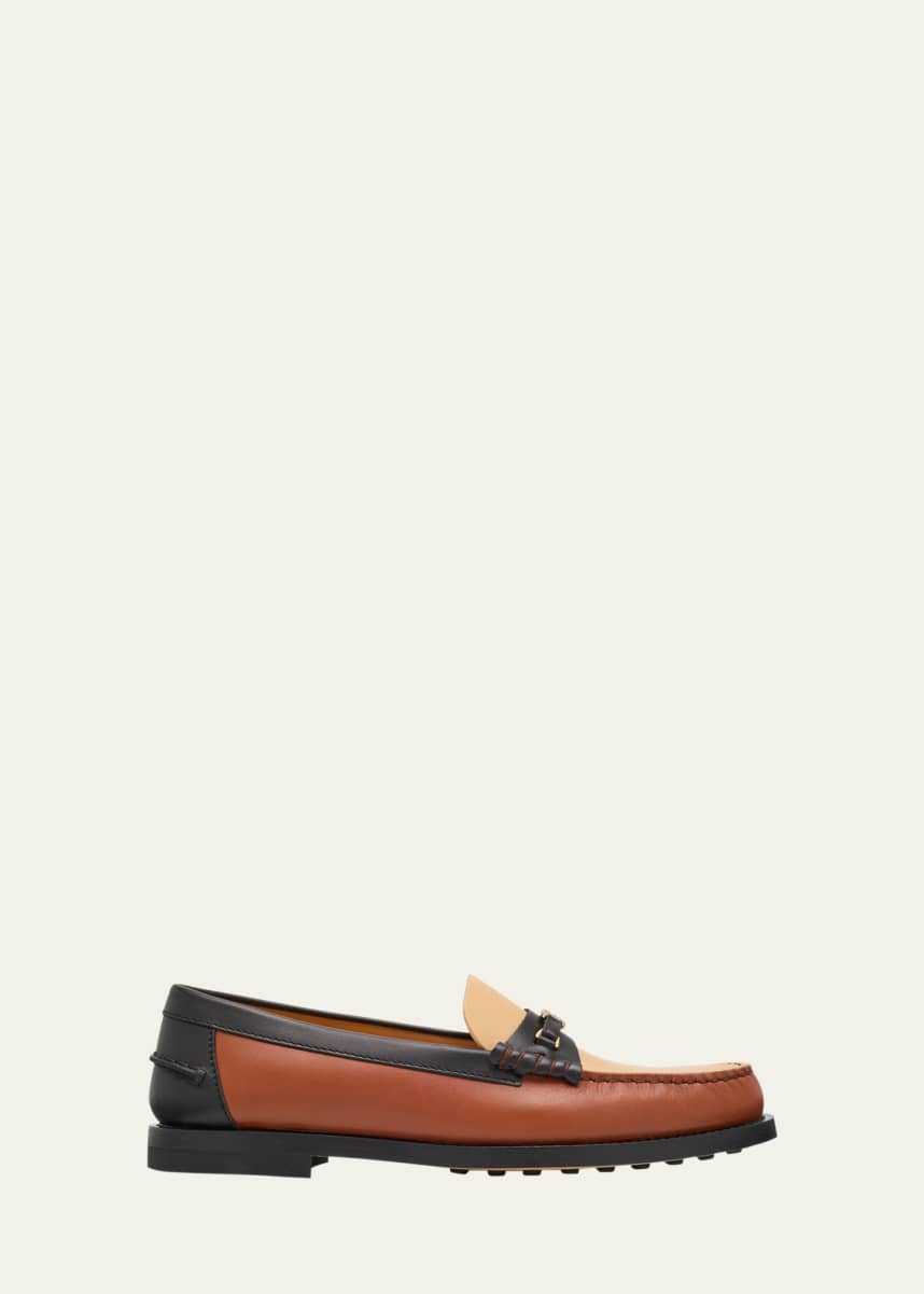 Tod's Colorblock Leather Chain Loafers
