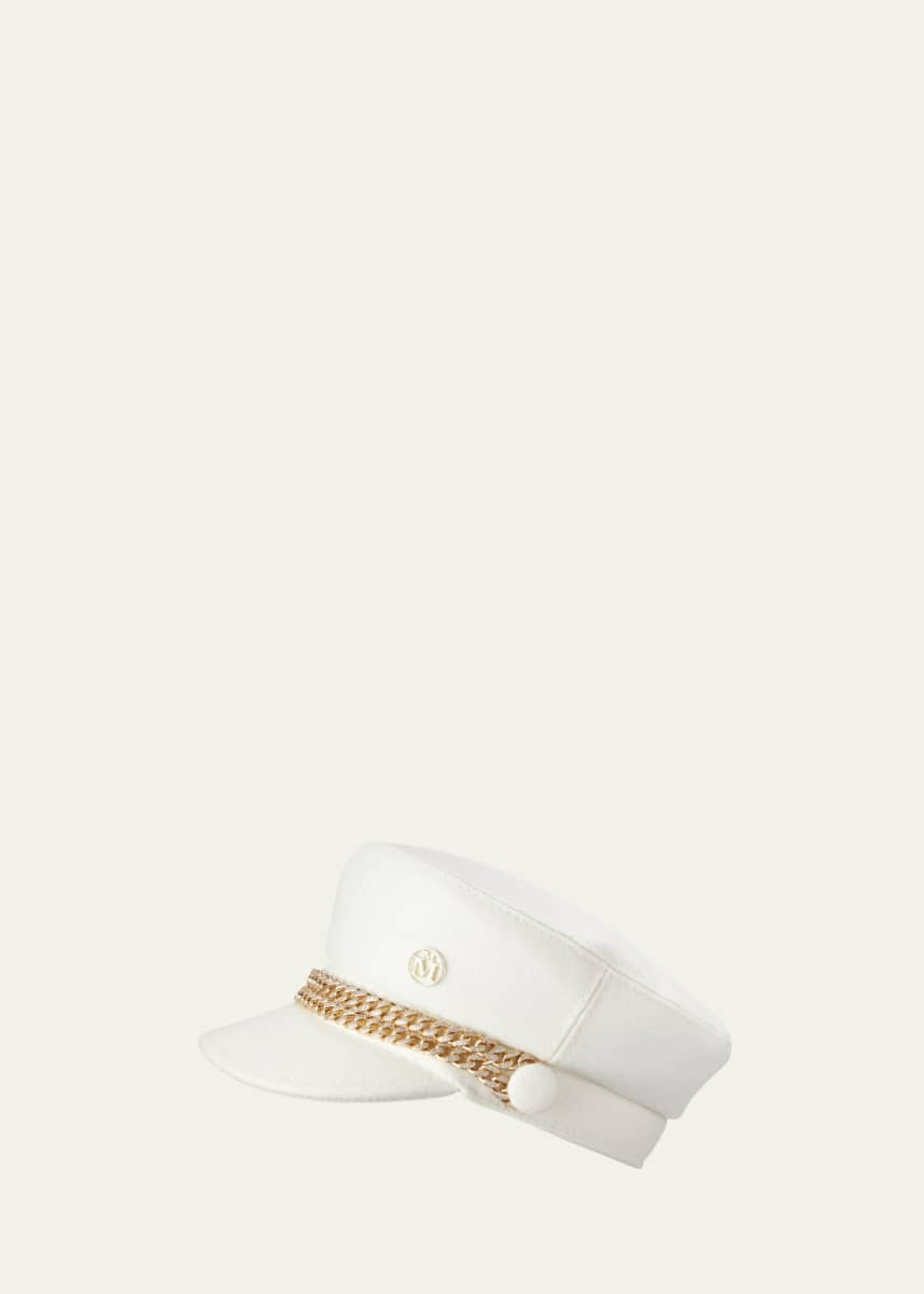 Maison Michel New Abby Wool Newsboy Cap With Embellished Chain