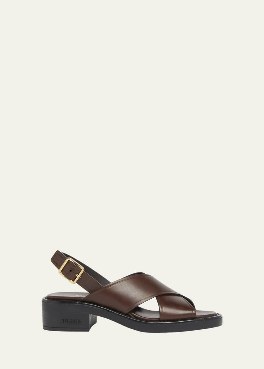 Prada Leather Crisscross Slingback Sandals