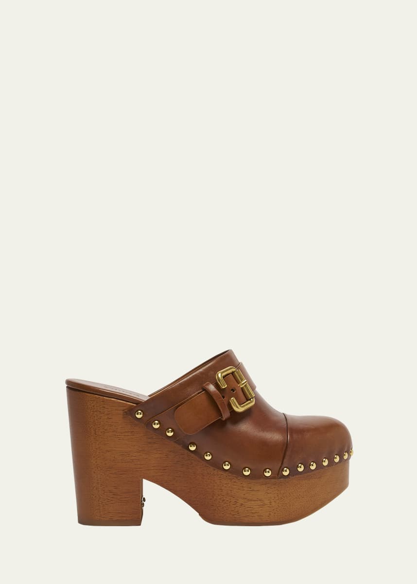 Chloe Jeannette Leather Platform Clogs