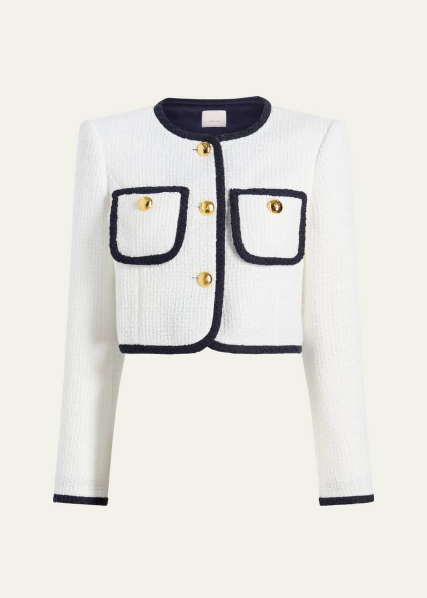 Cinq a Sept Auden Contrast Bouclé Cropped Jacket